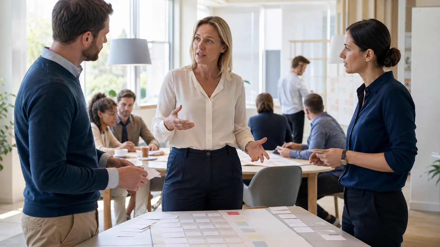 Réunion RH autour de la gestion des compétences et du développement des talents.