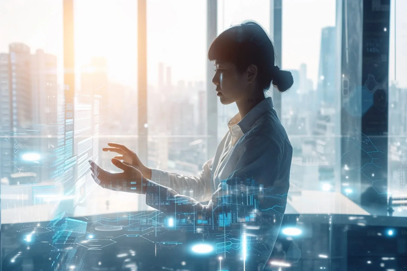 Tableau de bord d’e-commerce affichant recommandations produits, assistant chatbot, prévision de stock et indicateurs de performance